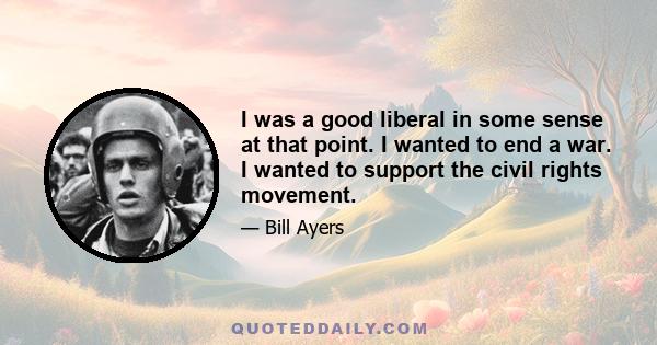 I was a good liberal in some sense at that point. I wanted to end a war. I wanted to support the civil rights movement.