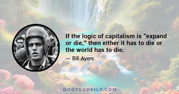 If the logic of capitalism is expand or die, then either it has to die or the world has to die.