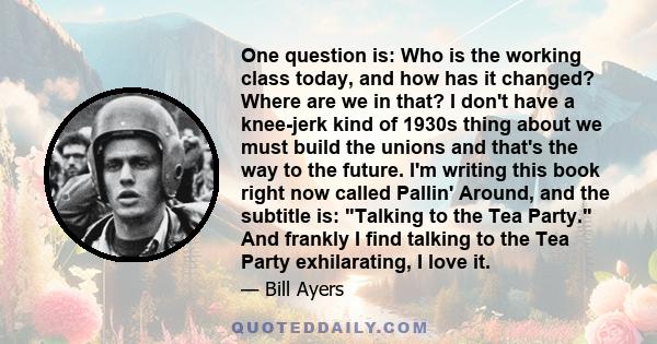 One question is: Who is the working class today, and how has it changed? Where are we in that? I don't have a knee-jerk kind of 1930s thing about we must build the unions and that's the way to the future. I'm writing