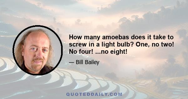 How many amoebas does it take to screw in a light bulb? One, no two! No four! ...no eight!