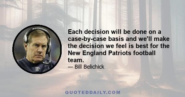 Each decision will be done on a case-by-case basis and we'll make the decision we feel is best for the New England Patriots football team.