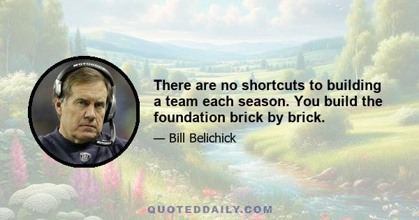 There are no shortcuts to building a team each season. You build the foundation brick by brick.