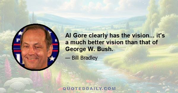 Al Gore clearly has the vision... it's a much better vision than that of George W. Bush.