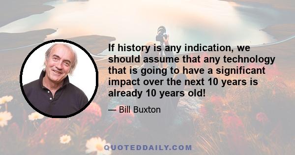 If history is any indication, we should assume that any technology that is going to have a significant impact over the next 10 years is already 10 years old!