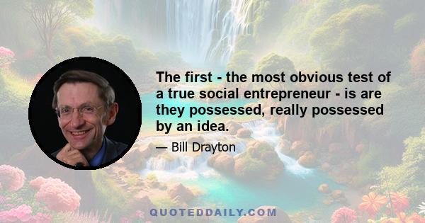 The first - the most obvious test of a true social entrepreneur - is are they possessed, really possessed by an idea.