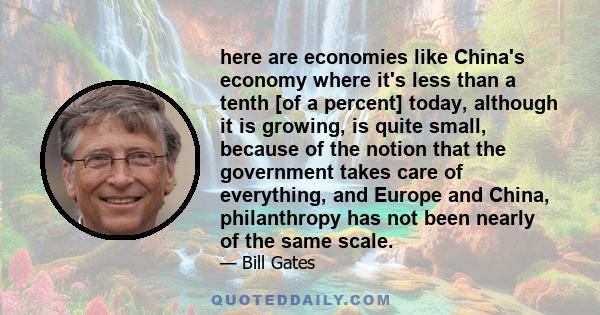 here are economies like China's economy where it's less than a tenth [of a percent] today, although it is growing, is quite small, because of the notion that the government takes care of everything, and Europe and