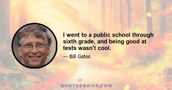 I went to a public school through sixth grade, and being good at tests wasn't cool.