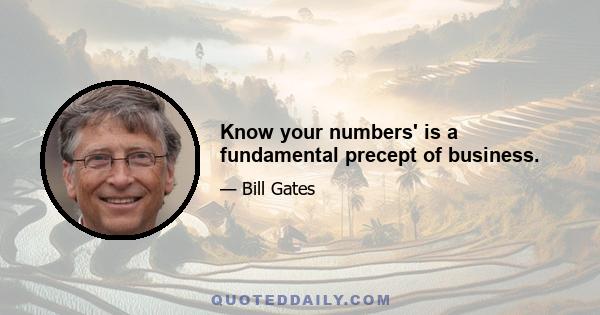 Know your numbers' is a fundamental precept of business.