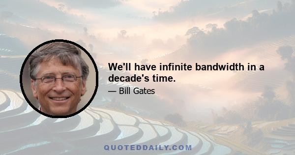 We'll have infinite bandwidth in a decade's time.