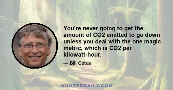 You're never going to get the amount of CO2 emitted to go down unless you deal with the one magic metric, which is CO2 per kilowatt-hour.