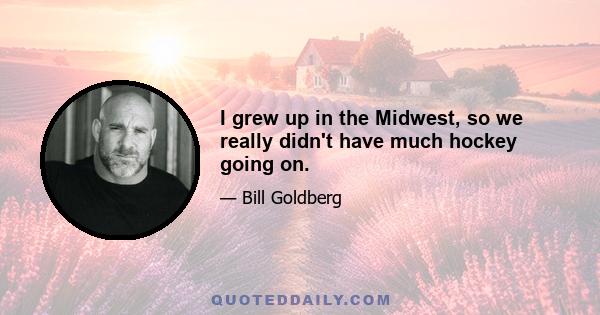 I grew up in the Midwest, so we really didn't have much hockey going on.