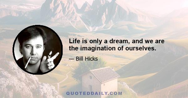 Life is only a dream, and we are the imagination of ourselves.