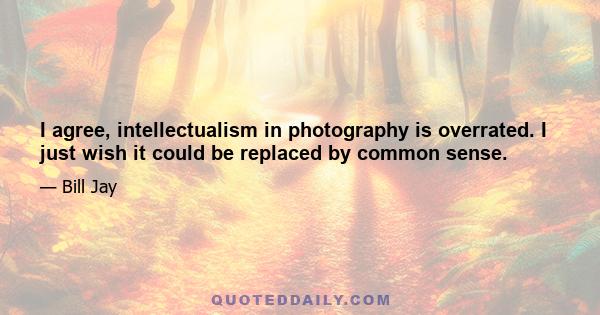 I agree, intellectualism in photography is overrated. I just wish it could be replaced by common sense.