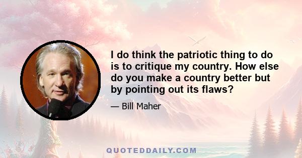 I do think the patriotic thing to do is to critique my country. How else do you make a country better but by pointing out its flaws?