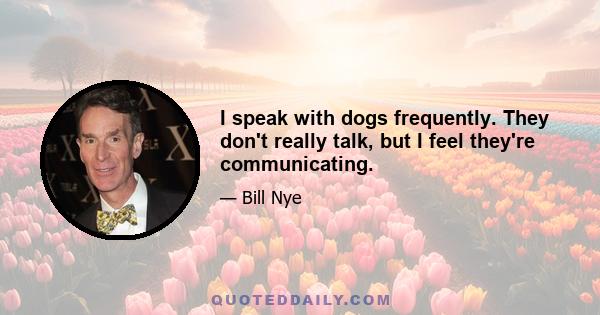 I speak with dogs frequently. They don't really talk, but I feel they're communicating.