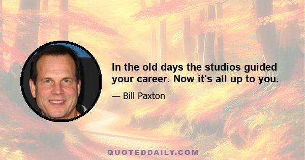 In the old days the studios guided your career. Now it's all up to you.