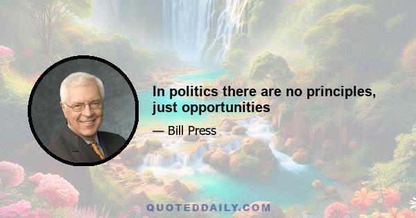 In politics there are no principles, just opportunities