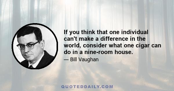 If you think that one individual can't make a difference in the world, consider what one cigar can do in a nine-room house.