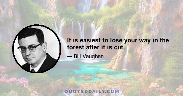 It is easiest to lose your way in the forest after it is cut.