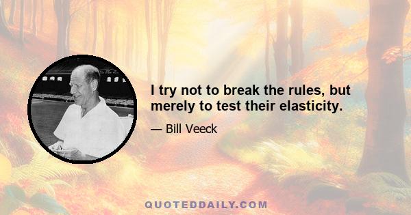 I try not to break the rules, but merely to test their elasticity.