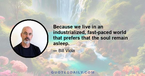 Because we live in an industrialized, fast-paced world that prefers that the soul remain asleep.