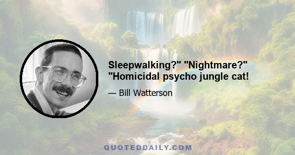 Sleepwalking? Nightmare? Homicidal psycho jungle cat!