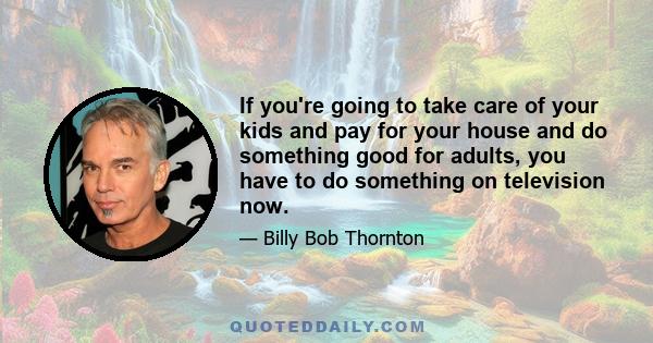 If you're going to take care of your kids and pay for your house and do something good for adults, you have to do something on television now.