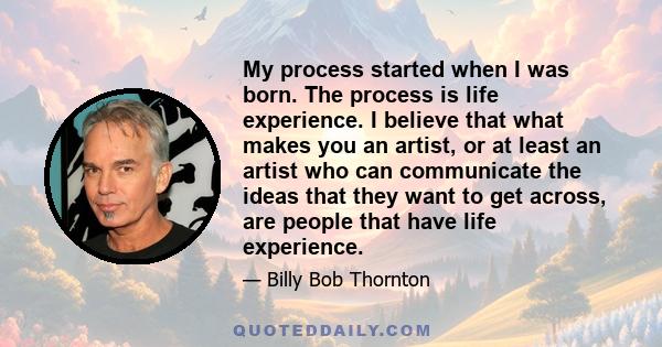 My process started when I was born. The process is life experience. I believe that what makes you an artist, or at least an artist who can communicate the ideas that they want to get across, are people that have life