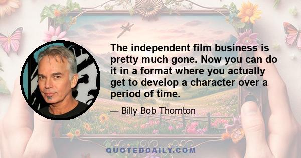 The independent film business is pretty much gone. Now you can do it in a format where you actually get to develop a character over a period of time.