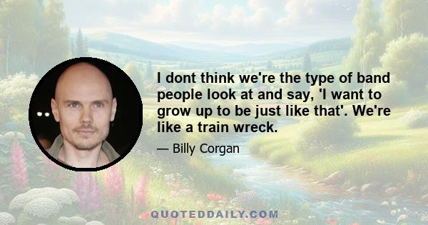 I dont think we're the type of band people look at and say, 'I want to grow up to be just like that'. We're like a train wreck.