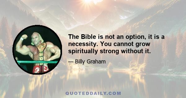 The Bible is not an option, it is a necessity. You cannot grow spiritually strong without it.