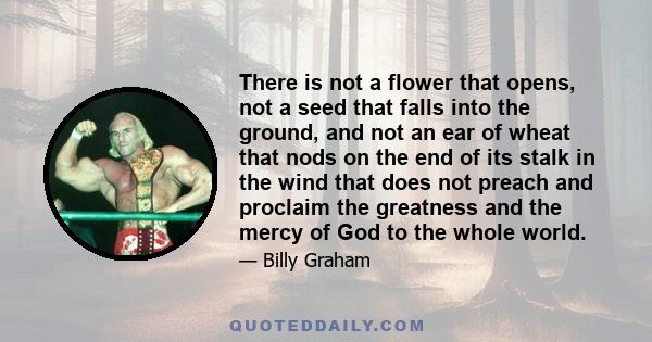 There is not a flower that opens, not a seed that falls into the ground, and not an ear of wheat that nods on the end of its stalk in the wind that does not preach and proclaim the greatness and the mercy of God to the