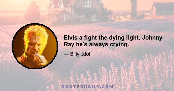 Elvis a fight the dying light, Johnny Ray he's always crying.