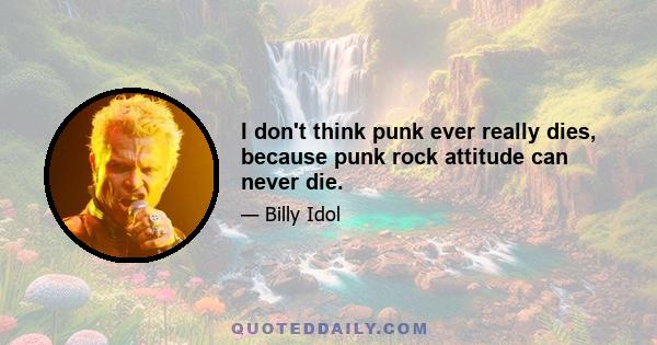 I don't think punk ever really dies, because punk rock attitude can never die.