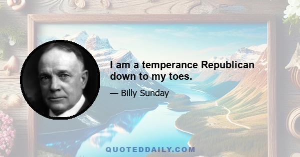 I am a temperance Republican down to my toes.