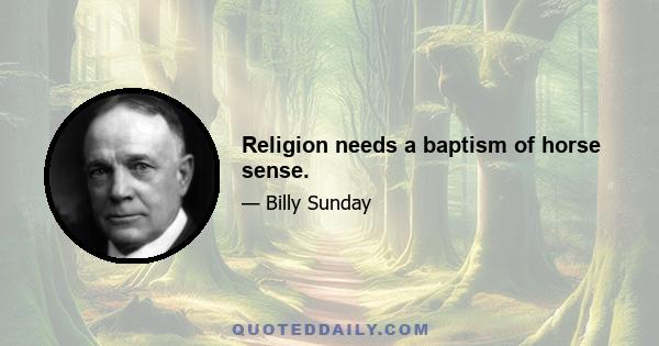 Religion needs a baptism of horse sense.