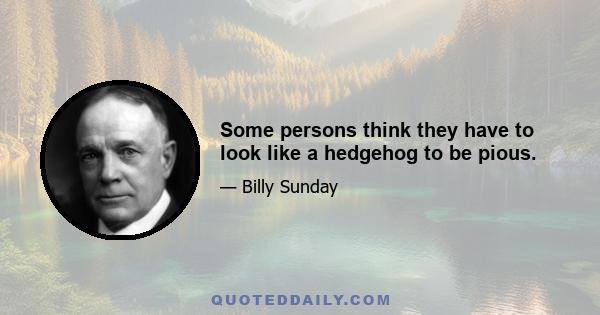 Some persons think they have to look like a hedgehog to be pious.