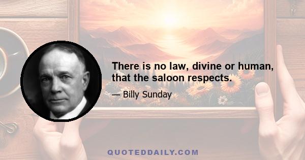 There is no law, divine or human, that the saloon respects.