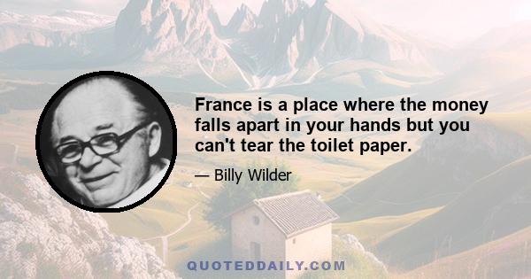 France is a place where the money falls apart in your hands but you can't tear the toilet paper.