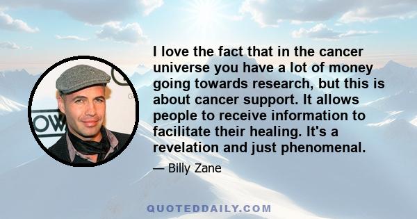 I love the fact that in the cancer universe you have a lot of money going towards research, but this is about cancer support. It allows people to receive information to facilitate their healing. It's a revelation and