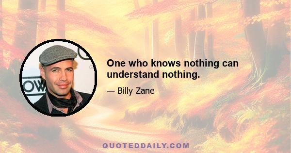 One who knows nothing can understand nothing.