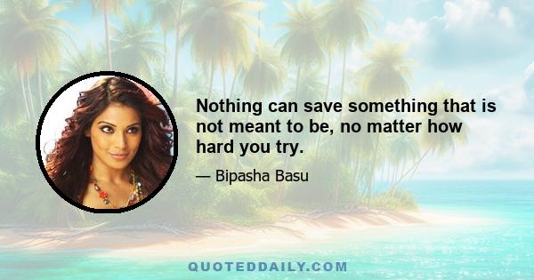 Nothing can save something that is not meant to be, no matter how hard you try.