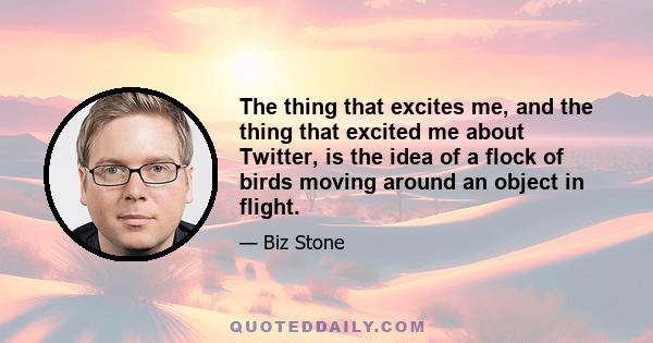 The thing that excites me, and the thing that excited me about Twitter, is the idea of a flock of birds moving around an object in flight.