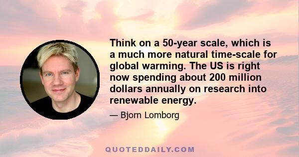 Think on a 50-year scale, which is a much more natural time-scale for global warming. The US is right now spending about 200 million dollars annually on research into renewable energy.