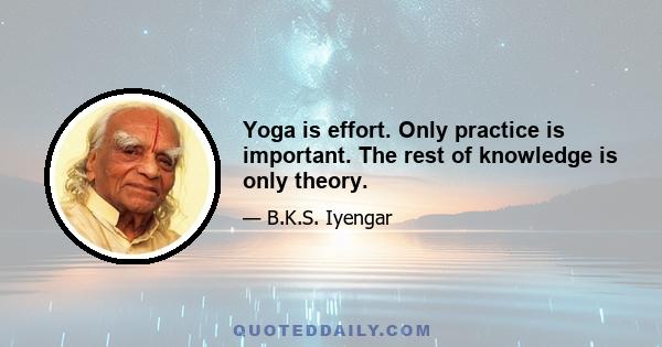 Yoga is effort. Only practice is important. The rest of knowledge is only theory.