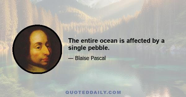 The entire ocean is affected by a single pebble.