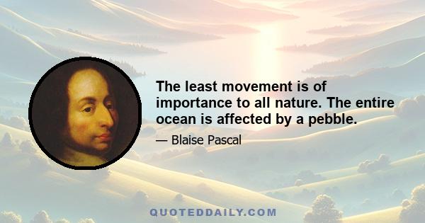 The least movement is of importance to all nature. The entire ocean is affected by a pebble.