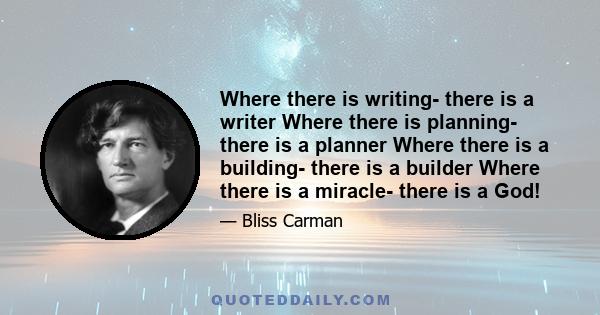 Where there is writing- there is a writer Where there is planning- there is a planner Where there is a building- there is a builder Where there is a miracle- there is a God!