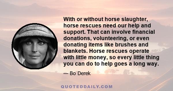 With or without horse slaughter, horse rescues need our help and support. That can involve financial donations, volunteering, or even donating items like brushes and blankets. Horse rescues operate with little money, so 