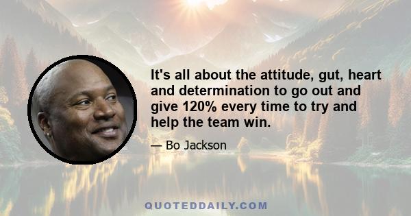 It's all about the attitude, gut, heart and determination to go out and give 120% every time to try and help the team win.